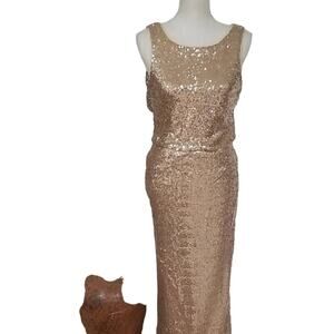 New Long Gold Sequined Dress